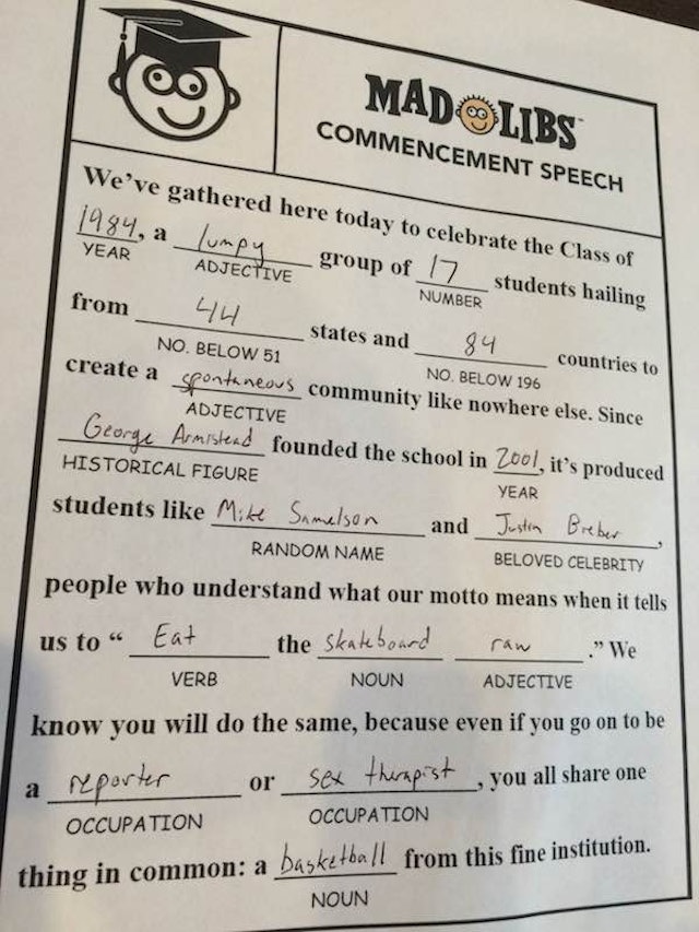 College mad libs image