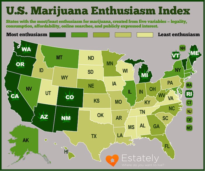 If You're A Weed Smoker, These Are The 10 Best US States For You To Live In If You're A Weed Smoker, These Are The 10 Best US States For You To Live In