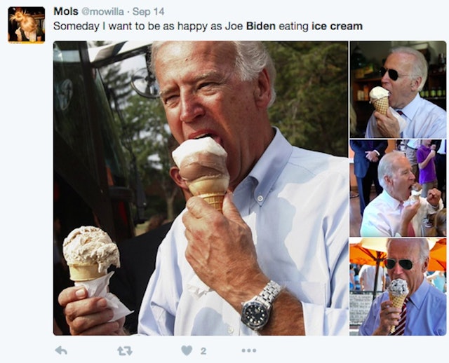 You've Never Seen Anyone Dive Into An Ice Cream Cone Faster Than Joe Biden