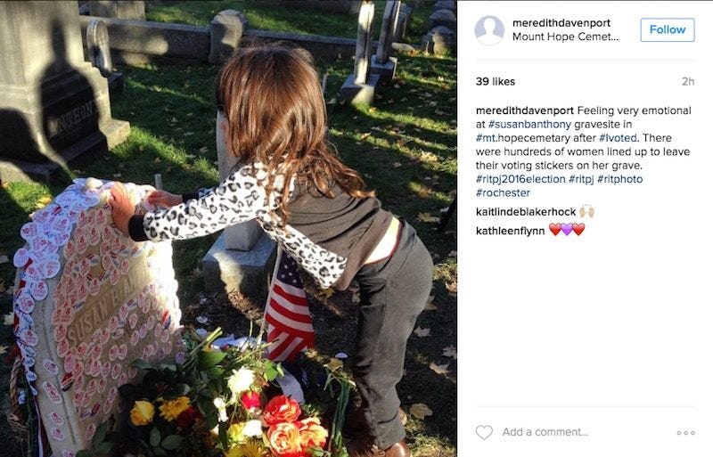 Women Are Leaving 'I Voted' Stickers On Susan B. Anthony's Grave