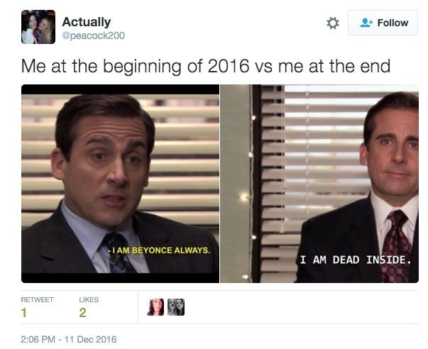 Me At The Beginning Of 2016 Vs Me At The End Meme