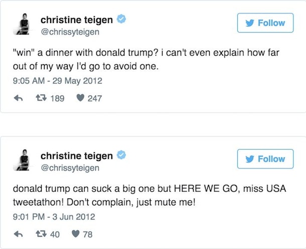 Chrissy Teigen Trolled Donald Trump Since 2011 On Twitter