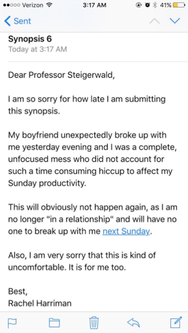 Professor Has Best Reply Ever For Breakup As A Late Excuse