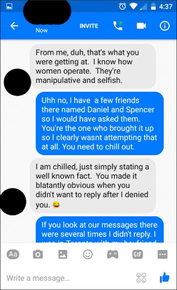 Guy Sends Sexist Texts When Woman Turns Him Down