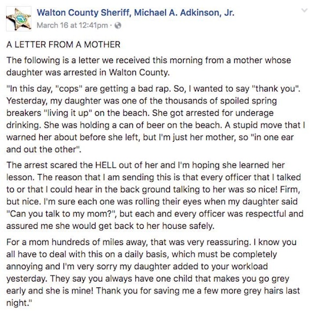 Mom Thanks Cops After Daughter s Spring Break Arrest Mom Thanks Cops After Daughter s Spring Break Arrest