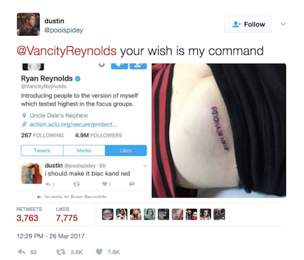 This Dude Tattooed Ryan Reynolds' Name On His Butt