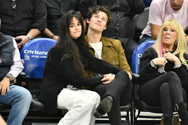 Camila Cabello and Shawn Mendes hold hands at a Clippers game on Nov. 11.