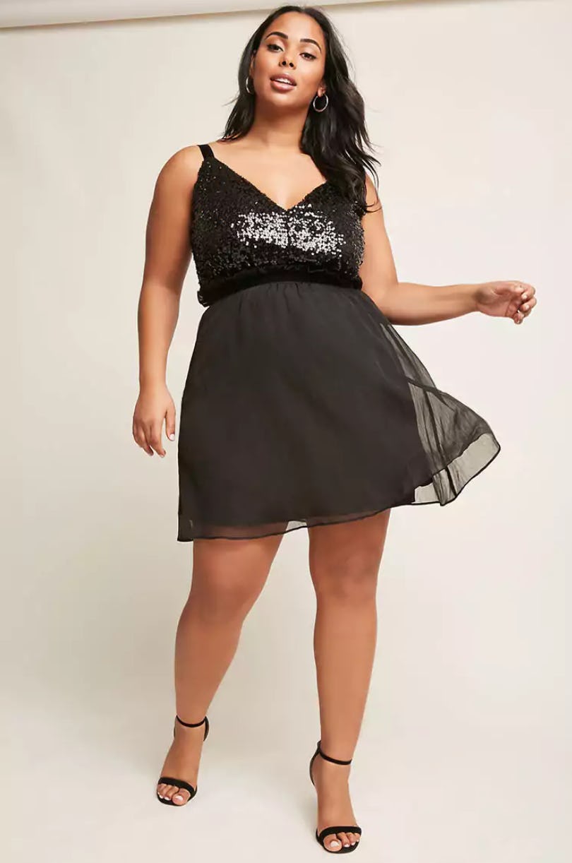 black sequin dress plus size forever 21