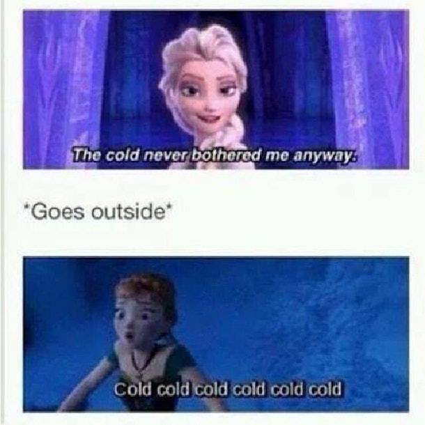 Image result for frozen cold meme
