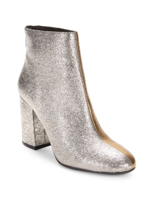 sinclair metallic embossed leather ankle boot