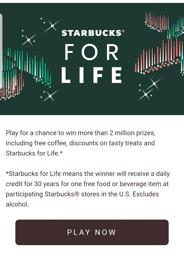 The Starbucks For Life Game Is Back For 2019 & The Prizes Are GOOD