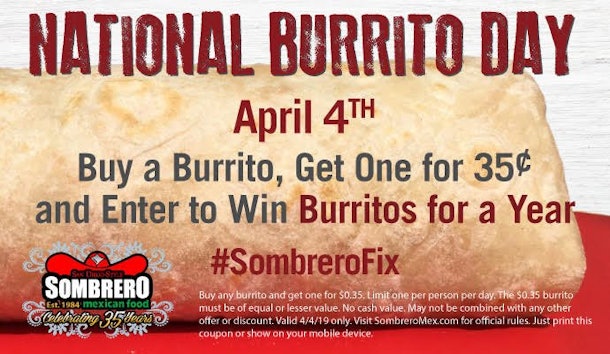 These National Burrito Day 2019 Deals On April 4 Include Free Bites A Happy Hour
