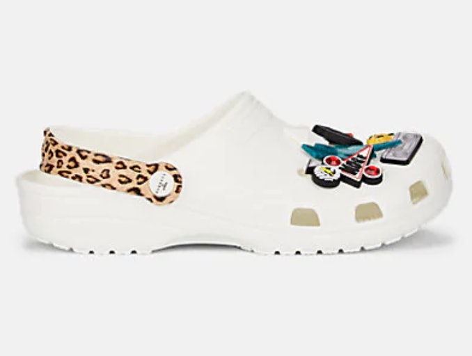 white crocs with cheetah strap