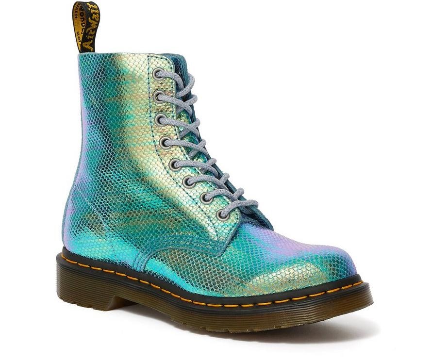 aqua snakeskin boots