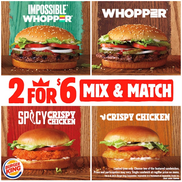 Burger King’s 2020 2 For 6 Deal Includes The Impossible Whopper & It’s