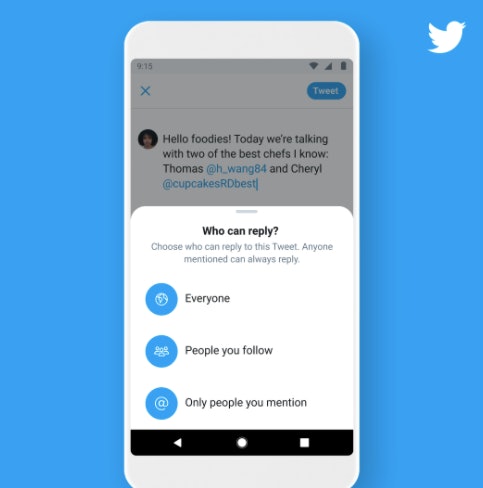 Here's how to choose who can reply to your tweets.