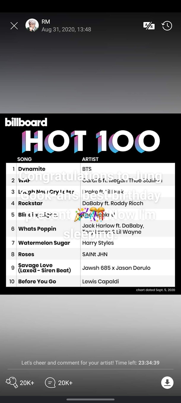 BTS' Reactions To "Dynamite"s No. 1 Billboard Hot 100 