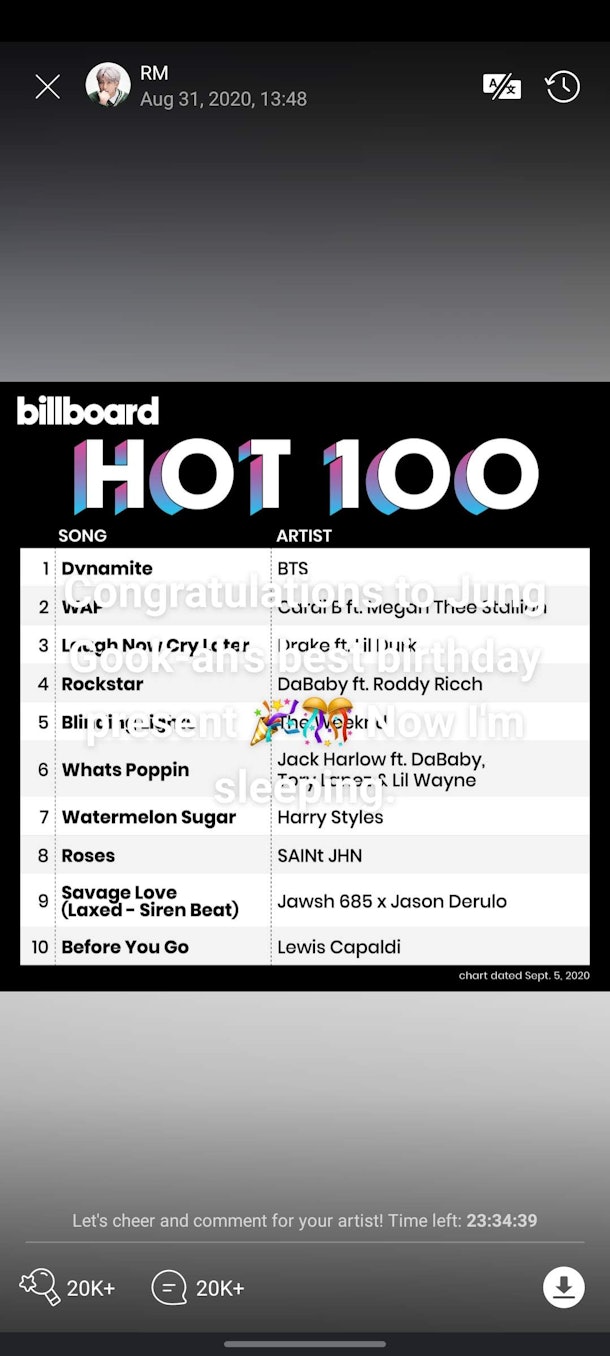 BTS' Reactions To "Dynamite"s No. 1 Billboard Hot 100 BTS' Reactions To "Dynamite"s No. 1 Billboard Hot 100