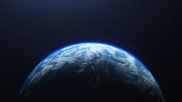 Earth planet viewed from space , 3d render of planet Earth, elements of this image provided by NASA